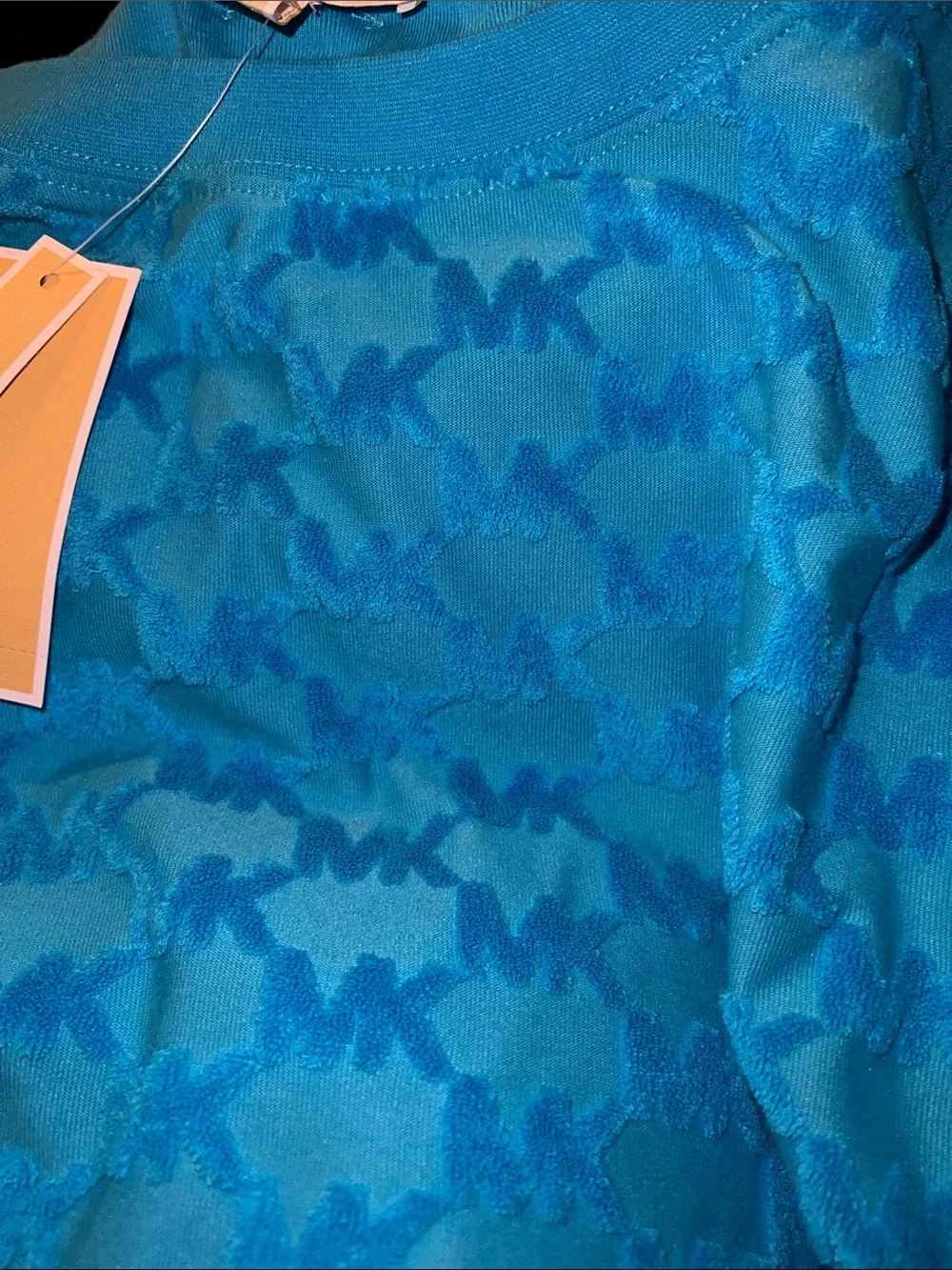 Michael Kors Bright Blue Textured Cropped Sweatshirt